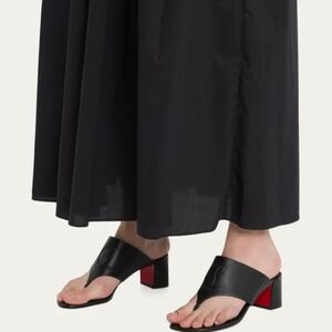Christian Louboutin Black and Red Block Heel Sandals